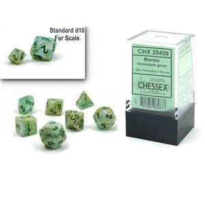 Terningssett "Mini Marble Green/Dark Green" - 7stk